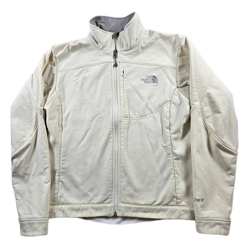 The North Face Apex Jacket Womens Medium Cream Softshell Vintage Red Tag VTG Y2K